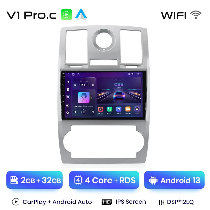 Radio Junsun para Chrysler 300C Aspen 2004-2008 con CarPlay inalámbrico, Android Auto, sistema inteligente para coche, 2 DIN, DVD. 