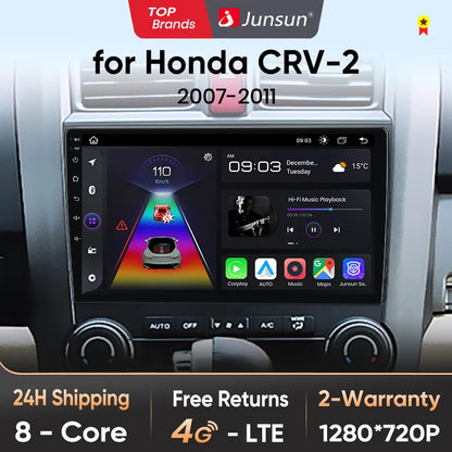 Radio de coche Junsun V1 con CarPlay inalámbrico y Android Auto para Honda CR-V 3 RE CRV 2007-2011, GPS, sistemas inteligentes para coche, autorradio inteligente. 