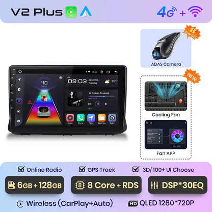Junsun CarPlay inalámbrico Android Auto Radio para Renault Sandero 2021 Sistemas inteligentes para coche RDS BT WiFi 2 DIN 