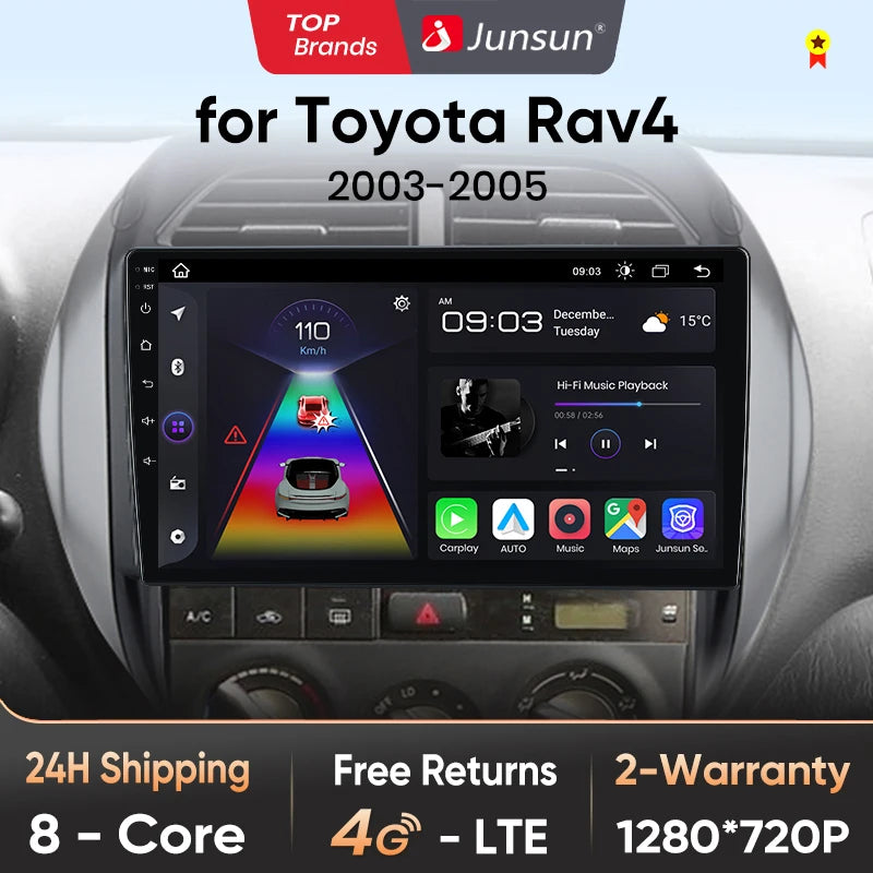 Junsun V1pro AI Voice 2 din Android Auto Radio For Toyota RAV4 2003 2004 2005 Carplay 4G Car Multimedia GPS 2din autoradio