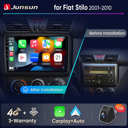 Junsun Wireless CarPlay Car Radio For Fiat Stilo 2001 2002 2003 2004-2010 Android Multimedia