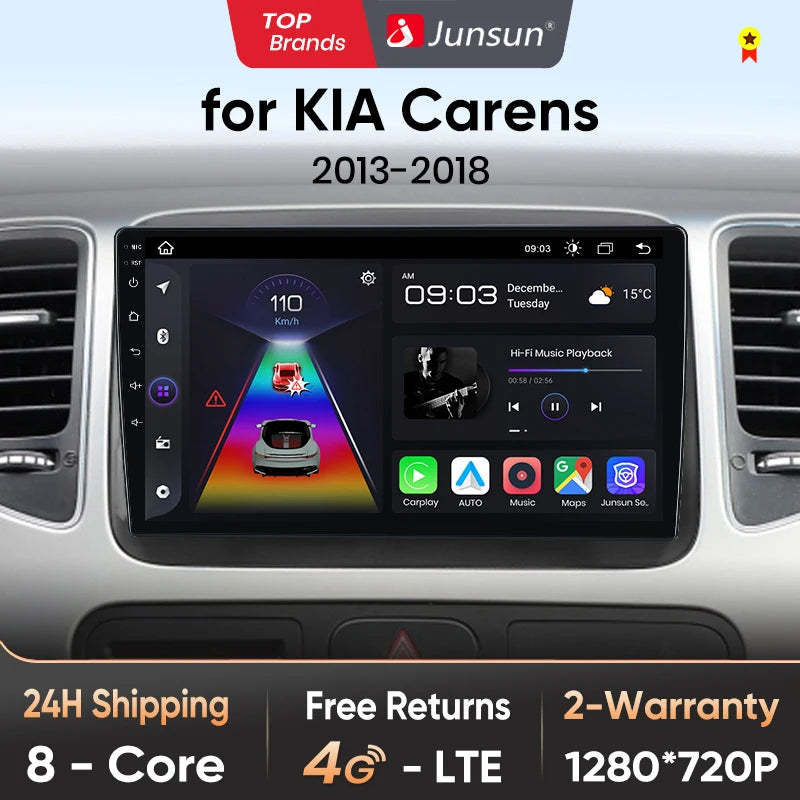 Junsun V1pro AI Voice 4G Carplay Android Auto Reproductor multimedia para Kia Carens 2013-2018 Radio de coche 2DIN GPS autorradio Bluetooth 