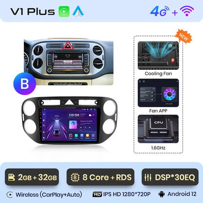 Junsun V1pro AI Voice 2 DIN Android Auto Radio para VW Volkswagen Tiguan 1 NF 2006-2016 Carplay Car Multimedia GPS 2 DIN autorradio 