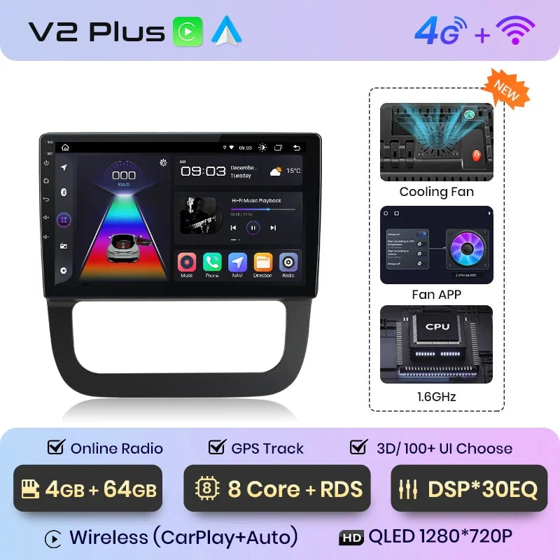 Junsun Wireless CarPlay Android Auto Car Radio For VW Sagitar 2011 GPS Intelligent Systems Smart Autoradio