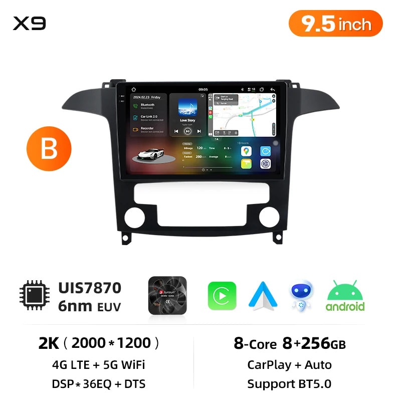 Junsun Wireless CarPlay Car Radio For Ford S-Max S max 2007 2008 2009-2015 Android Multimedia