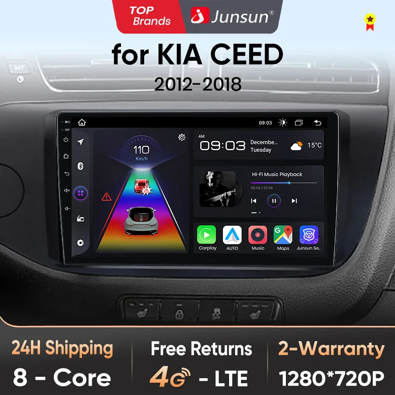 Junsun V1pro AI Voice 2 din Android Auto Radio For KIA CEED JD Cee'd 2012-2018 Carplay Car Multimedia GPS 2din autoradio