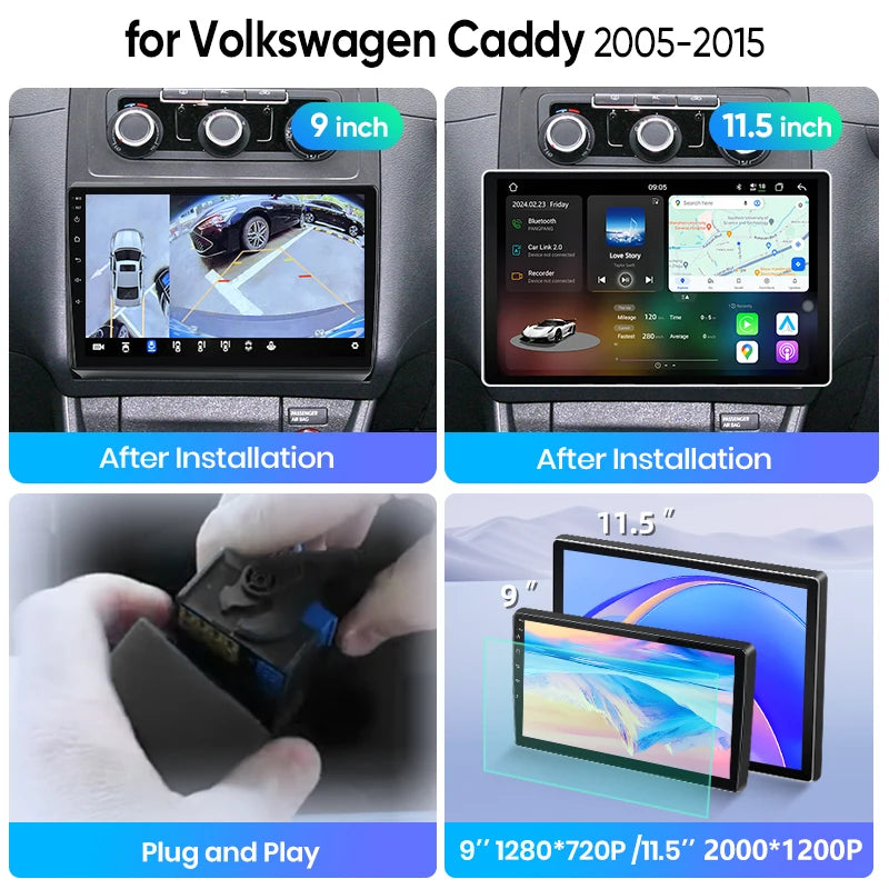 Junsun Wireless CarPlay Car Radio For VOLKSWAGEN CADDY 2005 2006-2015 Android Multimedia