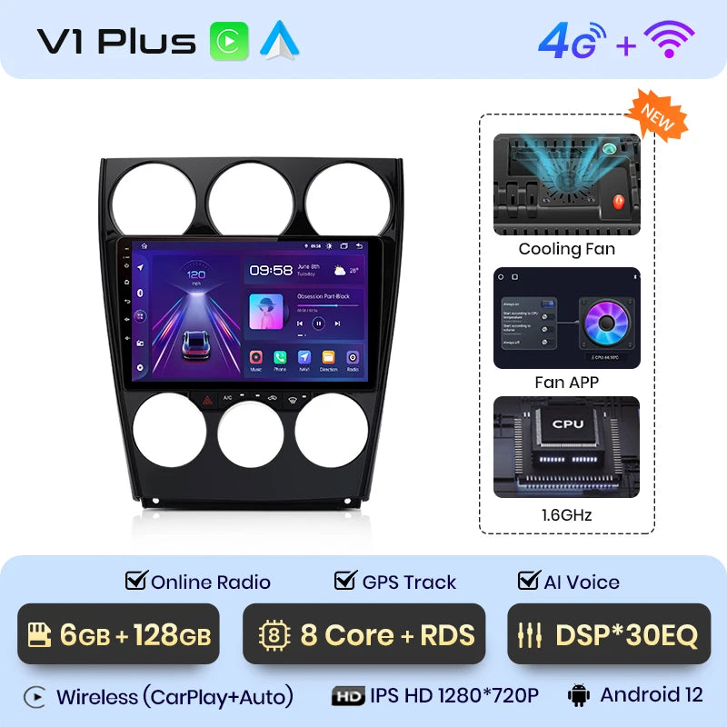 Junsun V1pro AI Stimme Android Auto Radio für Mazda 6 2004-2015 Carplay 4G Auto Multimedia GPS 2din autoradio 