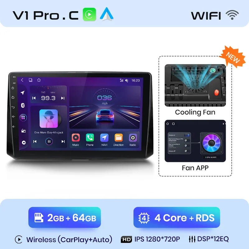 Radio Junsun CarPlay inalámbrica Android Auto para Toyota Corolla 2018-2021 con sistemas inteligentes RDS, Bluetooth, WiFi, 2 DIN 