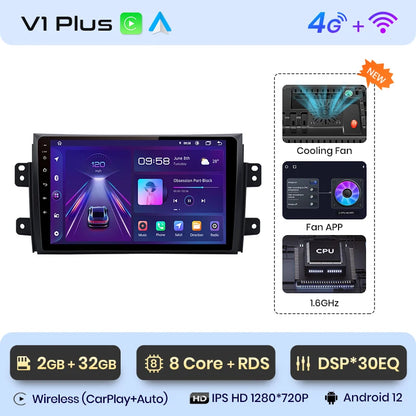 Junsun V1pro Android Autoradio für Suzuki SX4 2006–2013, für Fiat Sedici 2005–2014, Carplay 4G, Auto-Multimedia, GPS, 2-Din-Autoradio 