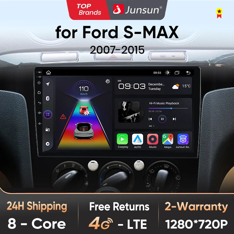 Junsun V1pro AI Stimme 2 din Android Auto Radio Für Ford S-Max S max 2007 - 2015 Carplay 4G Auto Multimedia GPS 2din autoradio 