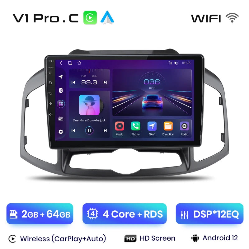 Junsun V1pro AI Voice - Radio para coche, reproductor multimedia Android Auto para Chevrolet Captiva 2011-2016, Carplay 4G, 2 DIN, GPS 