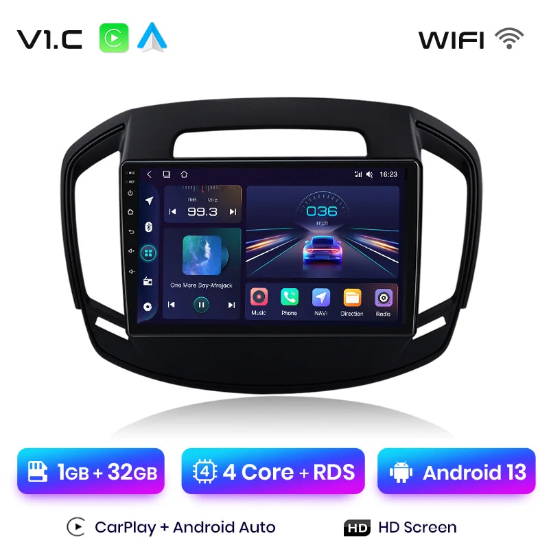 Radio Junsun V1 Plus para Opel Insignia 2013-2017 con CarPlay inalámbrico, Android Auto, sistema inteligente, 2 DIN, DVD. 