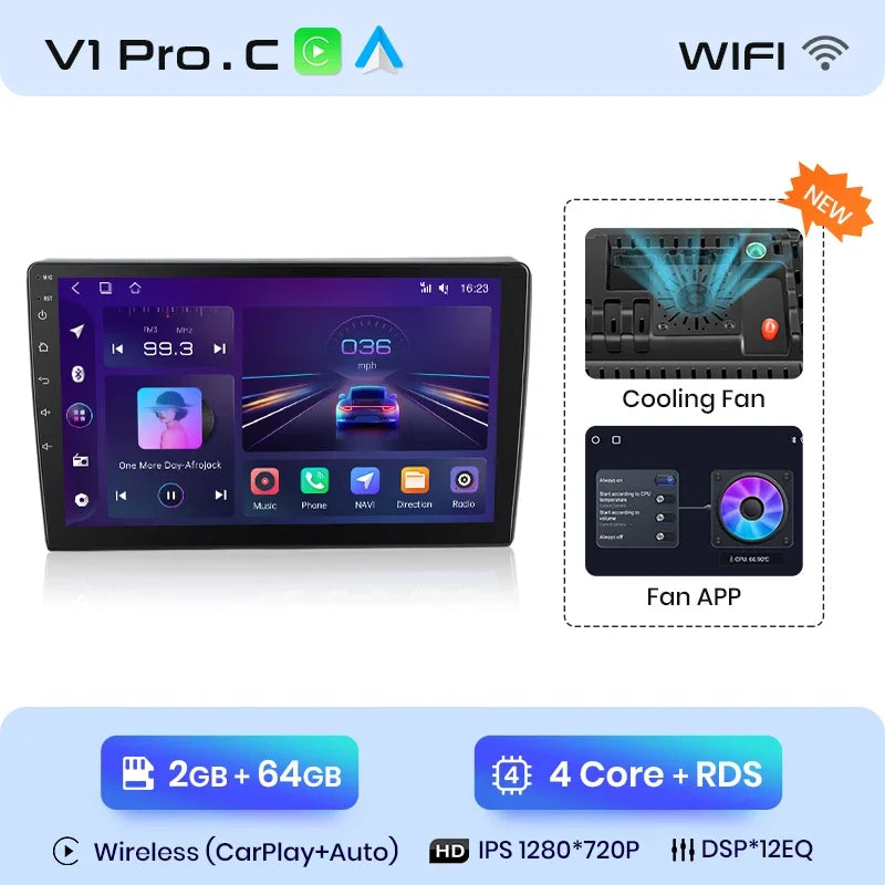 Junsun CarPlay inalámbrico Android Auto Radio para VOLKSWAGEN POLO 2004 2005 2006-2010 Sistemas inteligentes para coche RDS BT WiFi 2 DIN 