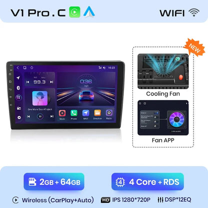 Junsun CarPlay inalámbrico Android Auto Radio para VOLKSWAGEN POLO 2004 2005 2006-2010 Sistemas inteligentes para coche RDS BT WiFi 2 DIN 