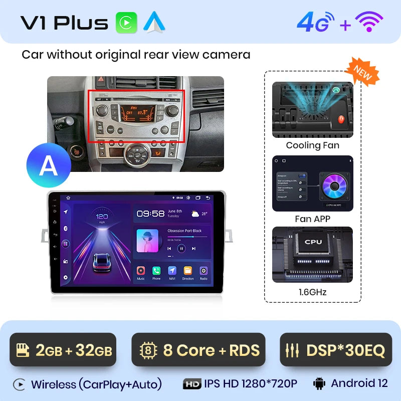 Junsun V1 AI Voice - Radio inalámbrica CarPlay Android para Toyota Verso R20 (2009-2018), 4G, GPS, 2DIN 