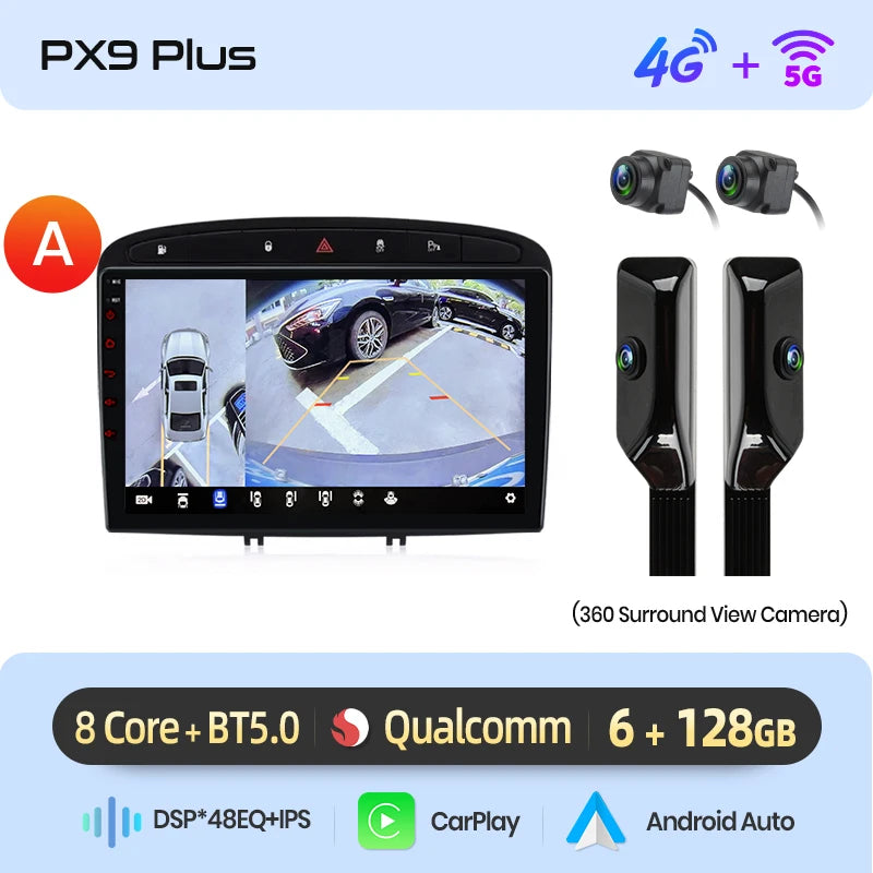 Junsun Android Wireless CarPlay Auto Car Radio For Peugeot 308 308SW 408 2012-2020 Car Intelligent Systems DSP SWC RDS GPS FM BT
