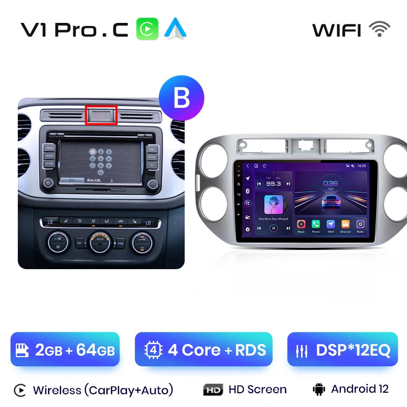 Junsun V1pro AI Voice 2 din Android Auto Radio For VW Volkswagen Tiguan 1 NF 2006-2016 Carplay Car Multimedia GPS 2din autoradio