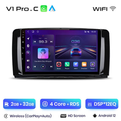Junsun V1 - Radio inalámbrica con CarPlay y Android para Mercedes Benz Clase R (W251, R300, R280, R320, años 2005 a 2017) 