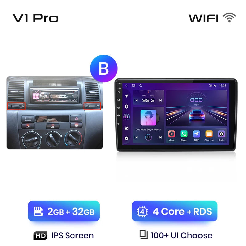 Junsun V1pro AI Voice Android Auto Radio For Toyota Corolla E130 E120 2000-2004 Carplay 4G Car Multimedia GPS 2din autoradio