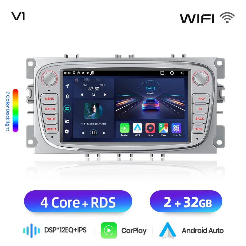 Junsun Wireless CarPlay Car Radio For Ford Focus 2 Mondeo S-Max 2008-2011 Android Multimedia