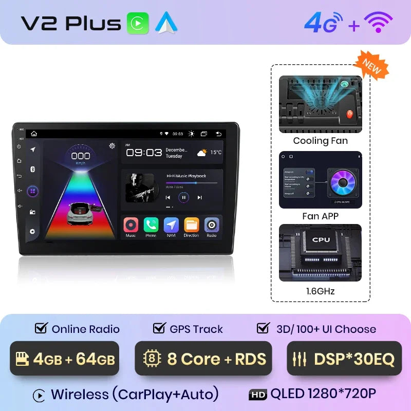 Junsun Wireless CarPlay Android Auto Radio For VOLKSWAGEN CARAVELLE 2015+ Car Intelligent Systems RDS BT WiFi 2 din