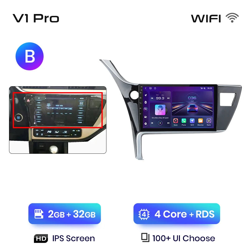Junsun V1pro AI Voice Car Radio Android Auto Multimedia For Toyota Corolla 11 Auris E180 2017 - 2019 CarPlay GPS 2din autoradio