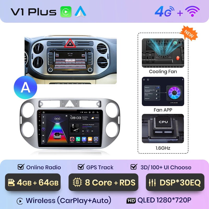 Junsun V1pro AI Voice 2 din Android Auto Radio For VW Volkswagen Tiguan 1 NF 2006-2016 Carplay Car Multimedia GPS 2din autoradio