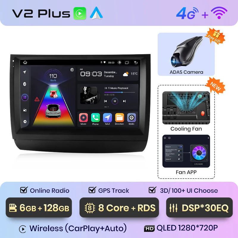 Junsun V1pro AI Voice Android Auto Radio para Toyota Prius 20 2002-2009 Carplay Car Multimedia GPS 2DIN autorradio 