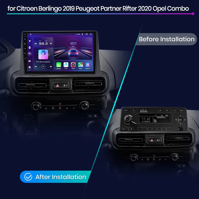 Junsun Wireless CarPlay Car Radio For Citroen Berlingo 2019 Peugeot Partner Rifter 2020 Opel Combo Android Multimedia