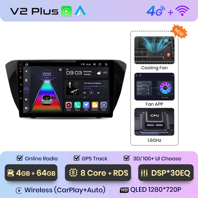 Junsun V1pro AI Voice Android Autoradio für Skoda Superb 3 2015-2019 Carplay 4G Auto Multimedia GPS 2din Autoradio 