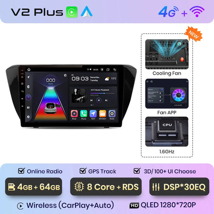 Junsun V1pro AI Voice Android Autoradio für Skoda Superb 3 2015-2019 Carplay 4G Auto Multimedia GPS 2din Autoradio 
