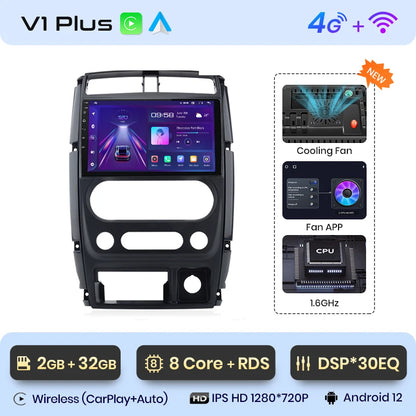 Junsun V1pro AI Voice - Radio para coche, reproductor multimedia Android Auto para Suzuki Jimny 3 2005-2019, Carplay 4G RDS 2DIN, GPS, autorradio 
