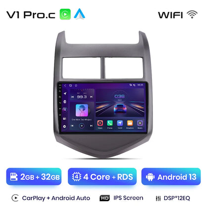 Radio Junsun V1 Plus para Chevrolet Aveo 2 Sonic T300 2011-2015 con CarPlay inalámbrico, Android Auto, 2 DIN, DVD. 