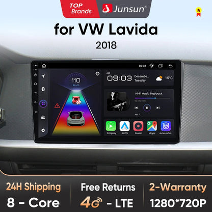 Junsun CarPlay inalámbrico Android Auto Radio para VOLKSWAGEN LAVIDA PLU 2018 Sistemas inteligentes para coche RDS BT WiFi 2 DIN 