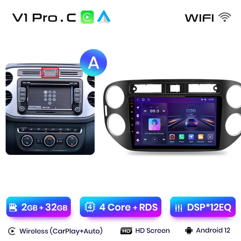Junsun V1pro AI Voice 2 DIN Android Auto Radio para VW Volkswagen Tiguan 1 NF 2006-2016 Carplay Car Multimedia GPS 2 DIN autorradio 