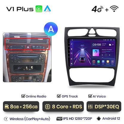 Radio para coche Junsun CarPlay Android Auto para Mercedes Benz Clase C Clase CLK W203 W209 S203 A209 2000-2005 Sistemas inteligentes Auto 