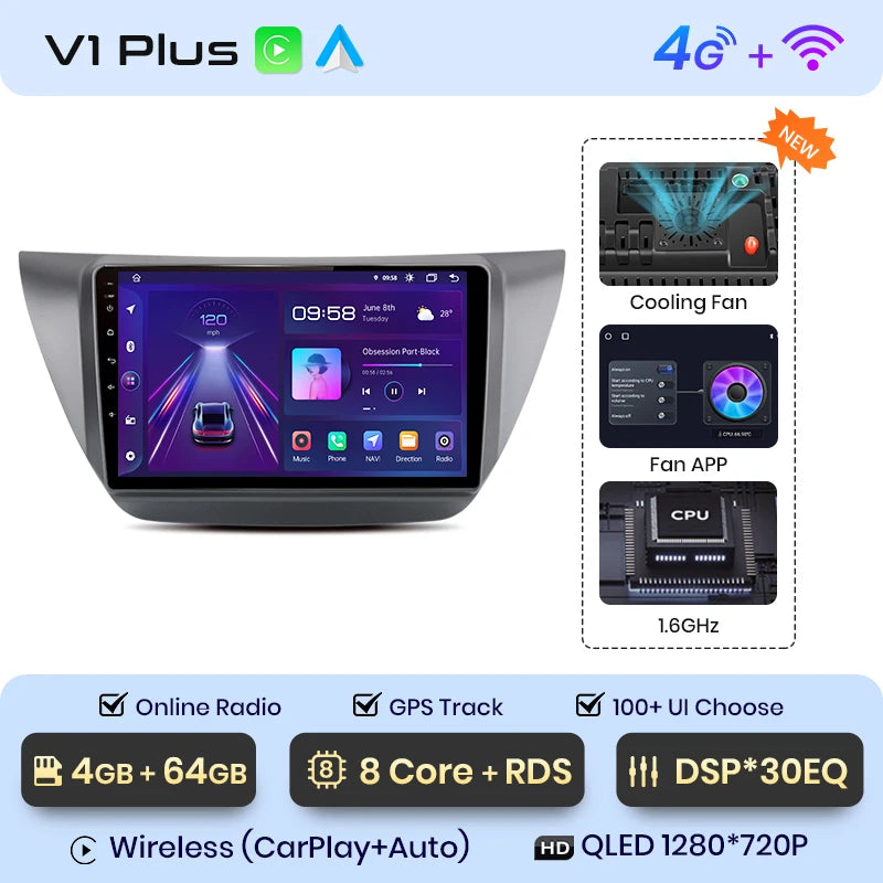 Junsun V1pro AI Voice 2 DIN Android Auto Radio para Mitsubishi Lancer 9 CS 2000-2010 Carplay 4G Car Multimedia GPS 2 DIN Autoradio 