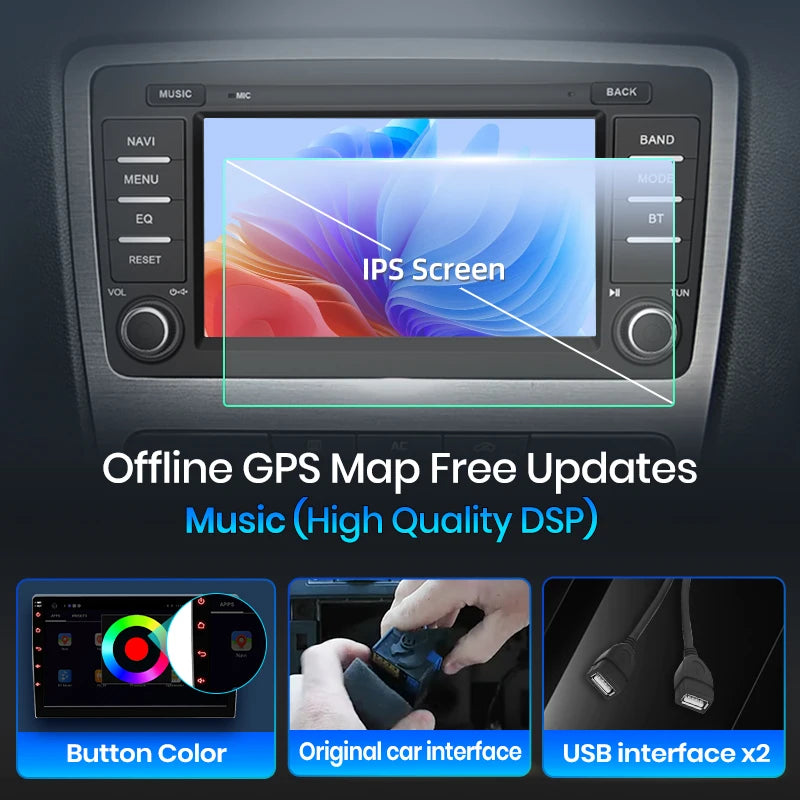 Junsun Wireless CarPlay Car Radio For Skoda Octavia 2 A5 2004 2005 2006 2007 2008-2013 Android Multimedia