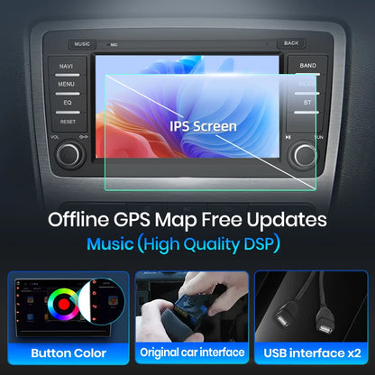 Junsun Wireless CarPlay Car Radio For Skoda Octavia 2 A5 2004 2005 2006 2007 2008-2013 Android Multimedia