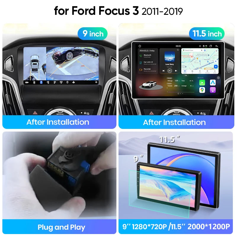 Junsun Wireless CarPlay Car Radio For Ford Focus 3 2011 2012 2013 2014-2019 Android Multimedia