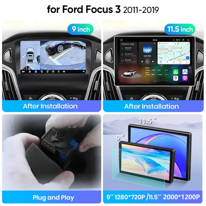 Junsun Wireless CarPlay Car Radio For Ford Focus 3 2011 2012 2013 2014-2019 Android Multimedia