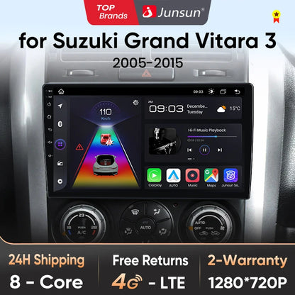 Radio Junsun para Suzuki Grand Vitara 3 (2005-2015), inalámbrica, CarPlay, Android Auto, sistema inteligente, 2 DIN, DVD. 