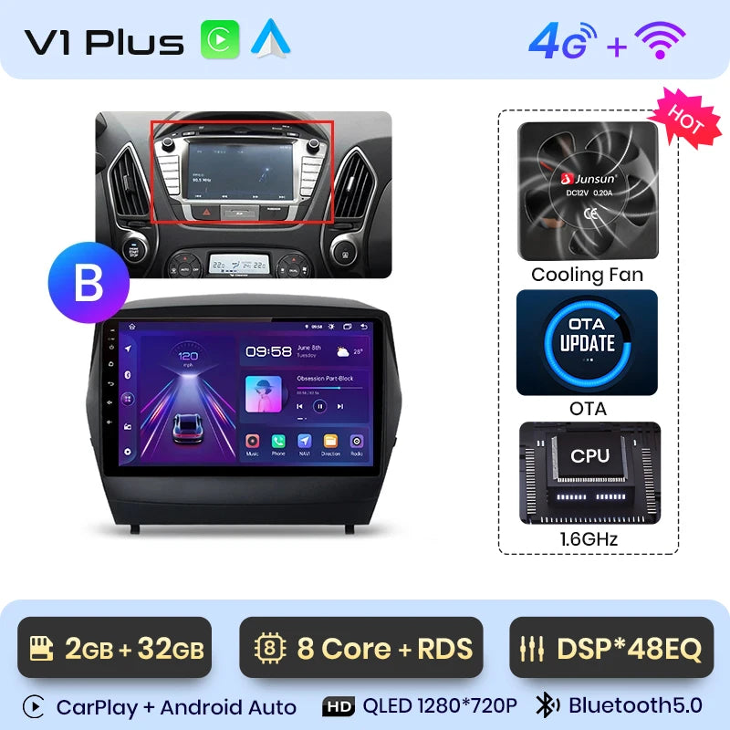 Junsun Car Radio For Hyundai Tucson 2 ix35 2009 - 2015 wireless CarPlay Android Auto car intelligent systems No 2 din 2din DVD