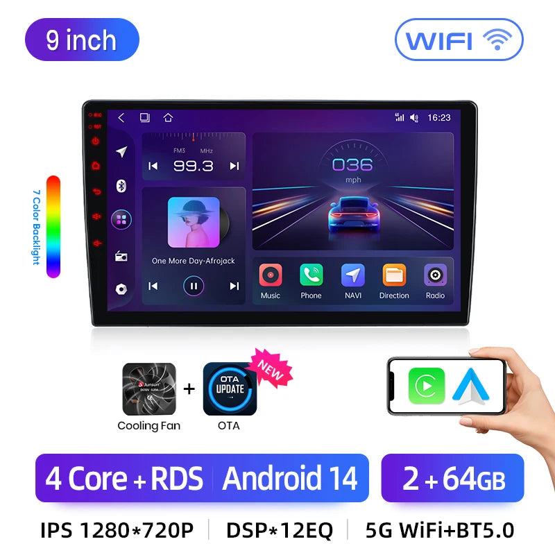 Junsun AI Wireless CarPlay Android Auto Car Radio For Hyundai Santa Fe 3 2013 2014 2015-2016 4G GPS Smart Intelligent Systems