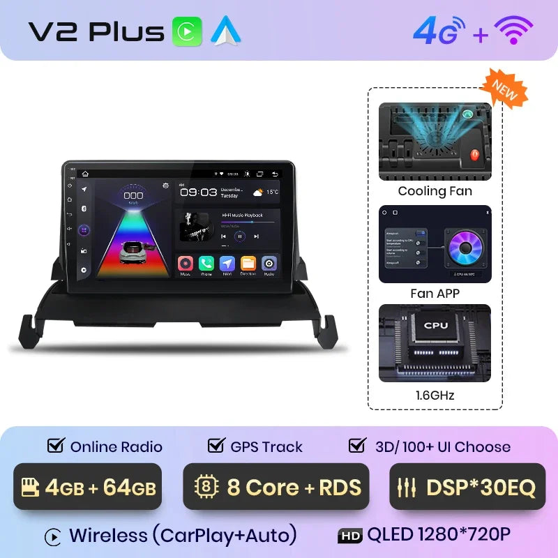 Radio Junsun CarPlay inalámbrica Android Auto para Dodge Journey 2009-2012 con sistema inteligente RDS, Bluetooth, WiFi, 2 DIN 