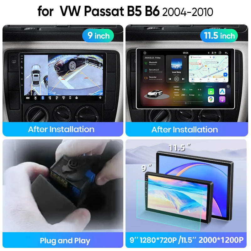 Junsun Wireless CarPlay Car Radio For VW Passat B5 B6 2004-2010 Android Multimedia