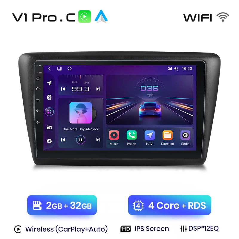 Junsun Drahtlose Android Auto Radio Für Skoda Rapid 2013 -2019 4G Auto Multimedia GPS 2din autoradio 
