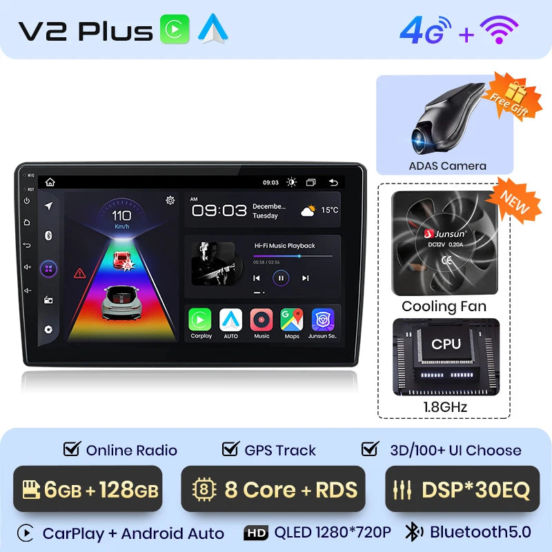 Radio Junsun para Peugeot 308 308S 2013-2017 con CarPlay inalámbrico, Android Auto, sistema inteligente para coche, 2 DIN, DVD. 