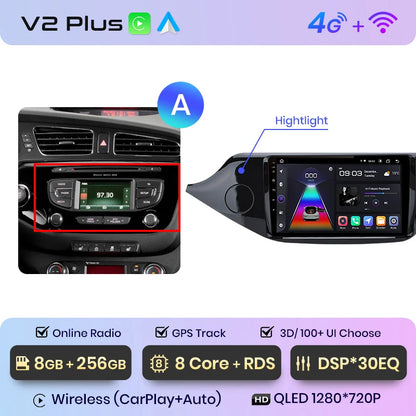 Junsun V1pro AI Voice 2 DIN Android Auto Radio para KIA CEED JD Cee'd 2012-2018 Carplay Car Multimedia GPS 2 DIN autorradio 